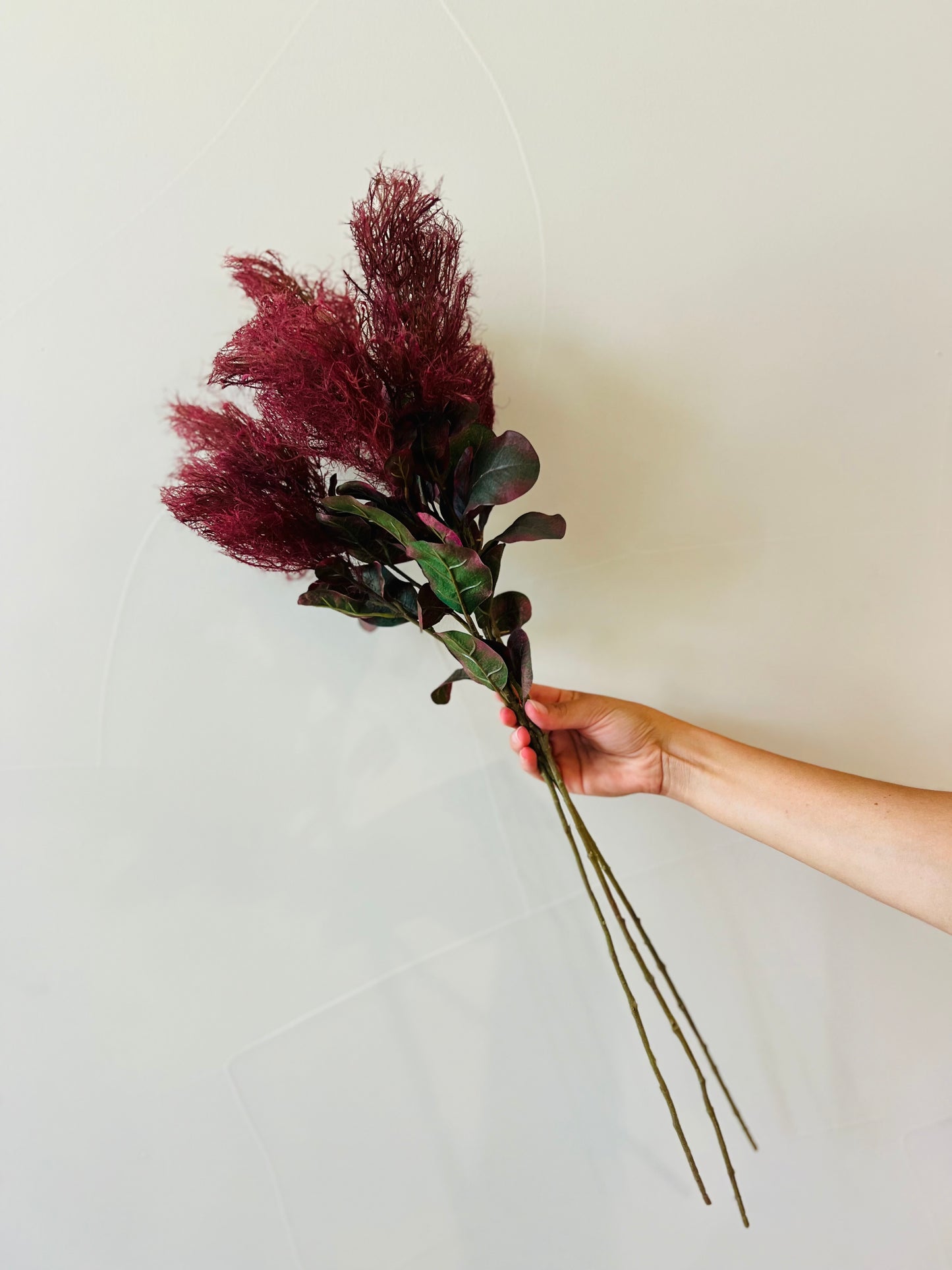 Faux Prairie Smole Flower Stem-Plum 26"H