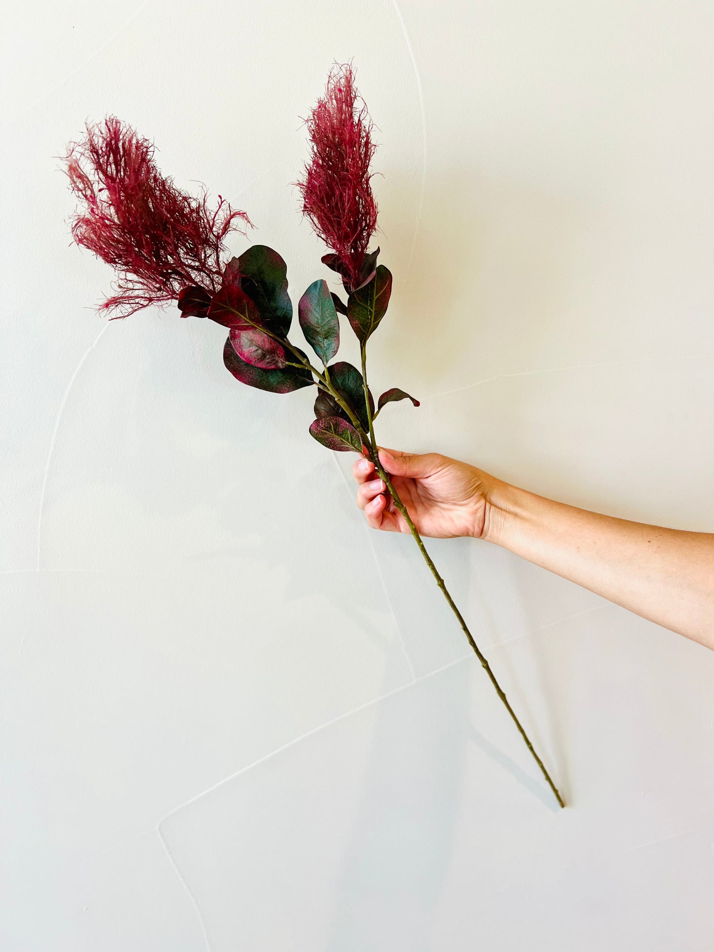 Faux Prairie Smole Flower Stem-Plum 26"H