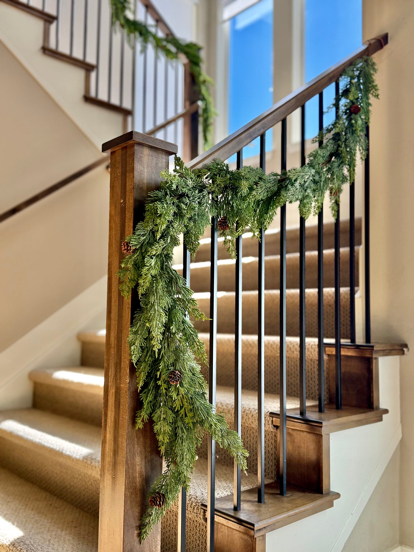 Washed Cedar Garland with pinecones and berries 6 FT