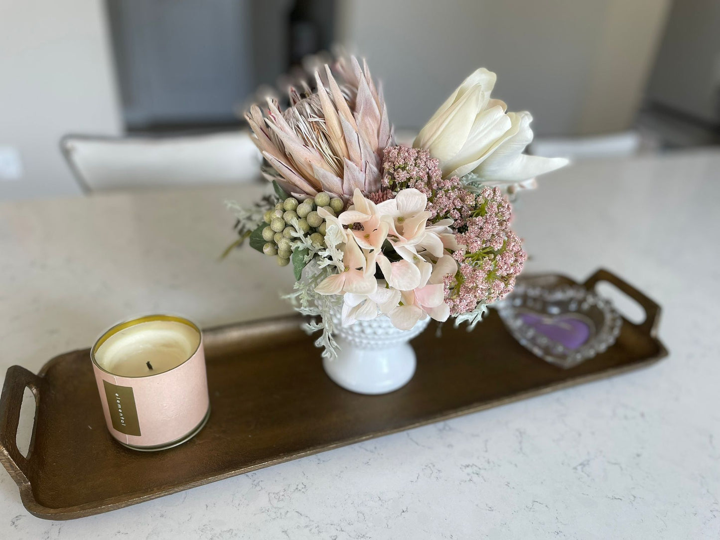 Blush Dried Protea Spring Arrangement