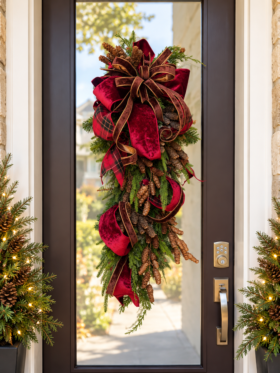 36" Cashmere LED Teardrop Swag – Handcrafted Holiday Design