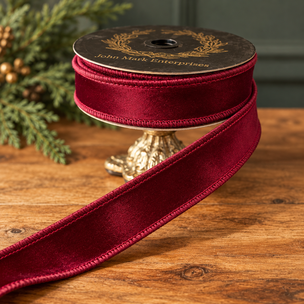 John Mark Enterprises Luxury Burgundy Satin Ribbon – 1" x 10 Yards