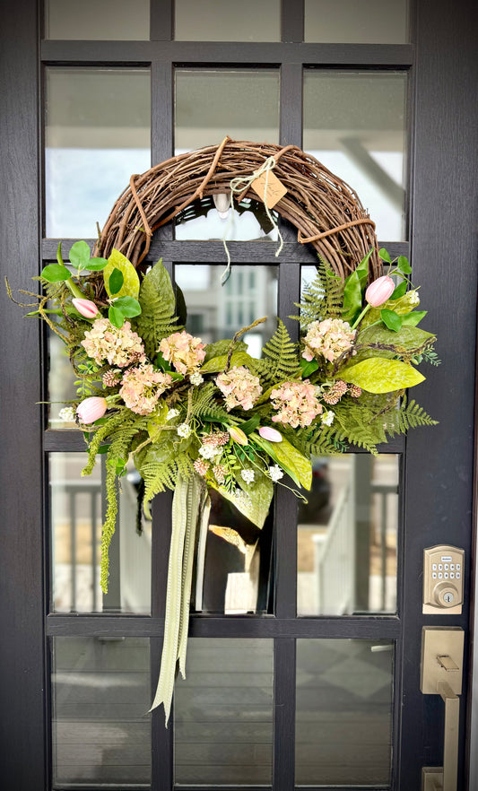 Blush Hydrangea Spring Wreath