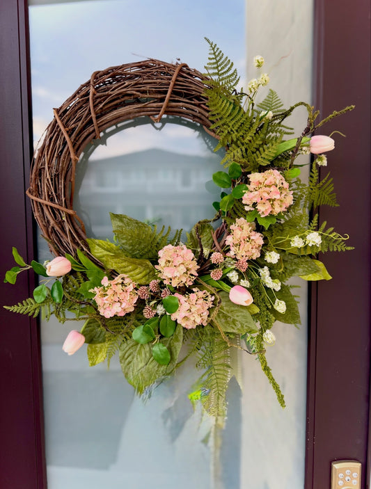 Blush Hydrangea Spring Wreath