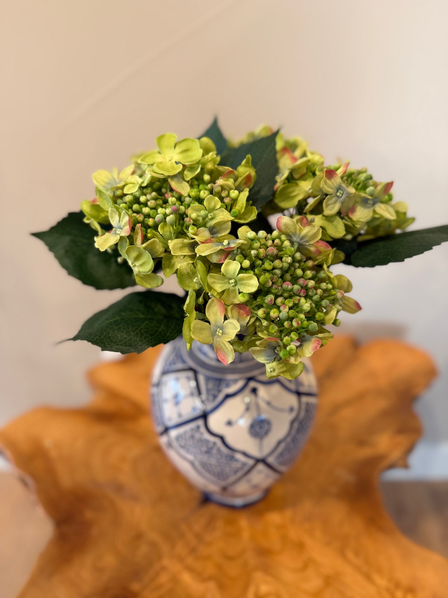 Green Peach Hydrangea Stem