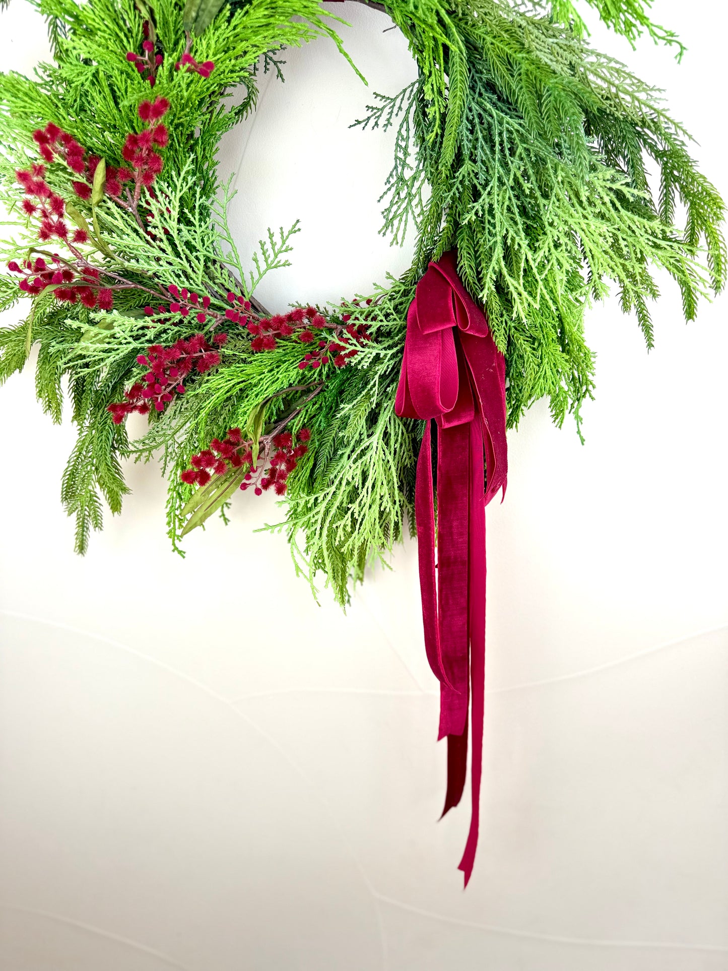 Real Touch Norfolk & Cedar Berry Wreath 26"