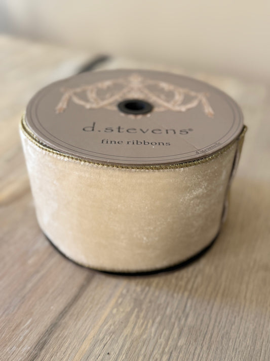 D. Stevens Lush Velvet Cream/Gold  4" x 10yds