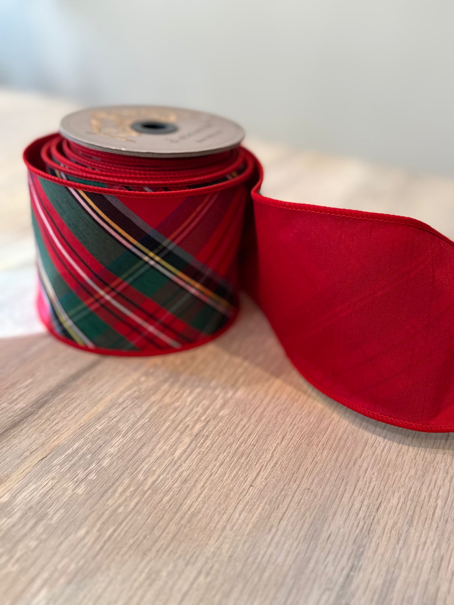 D. Stevens Holiday Plaid Dupion Ribbon – 4" x 10 Yards