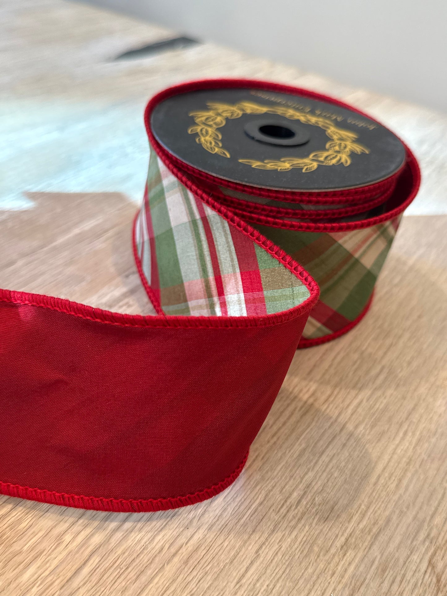 JME Designer Holiday Plaid Dupioni Taffeta Ribbon – 2.5" x 10 Yards