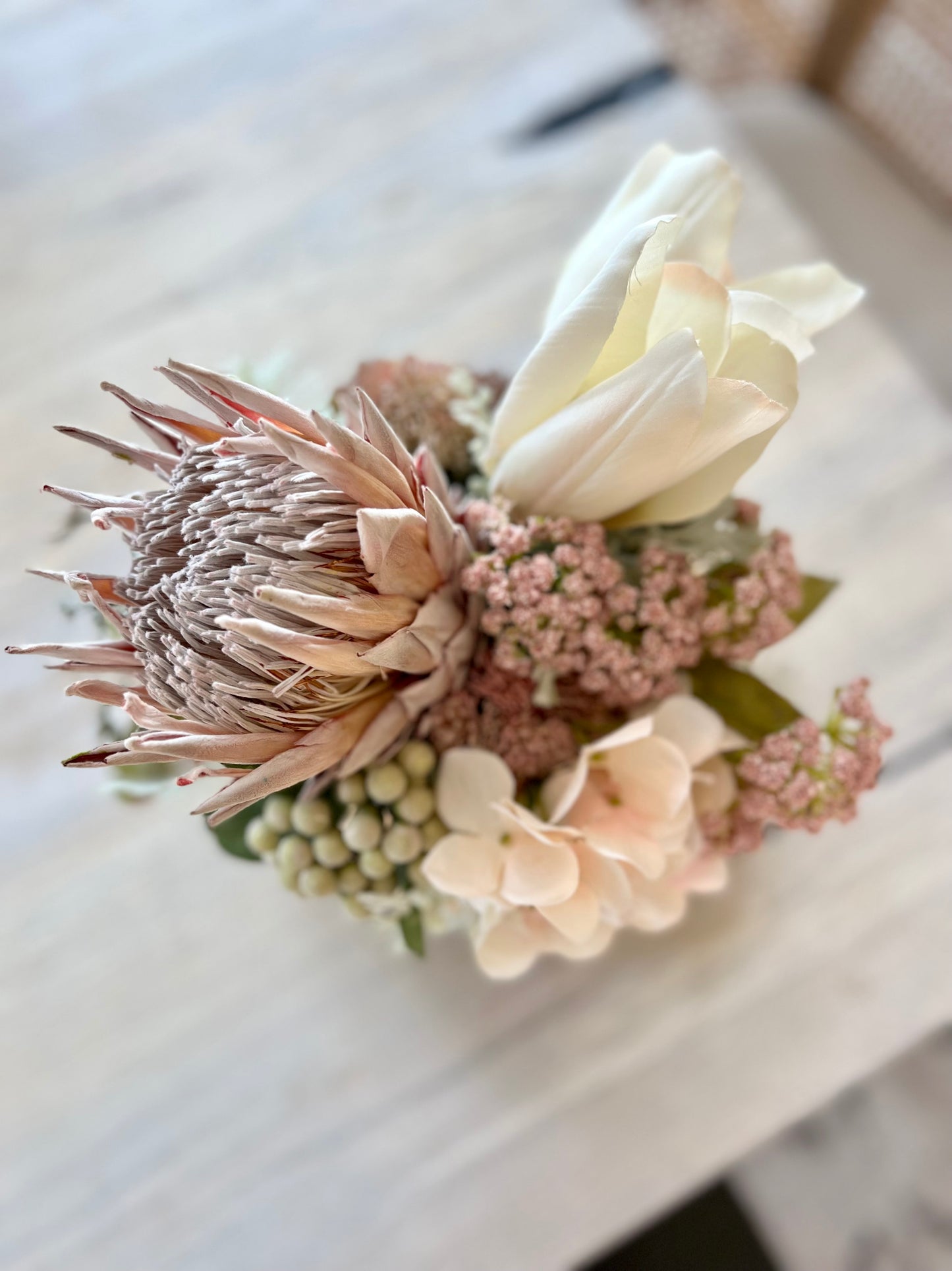 Blush Dried Protea Spring Arrangement